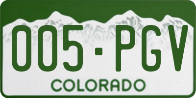CO license plate 005PGV