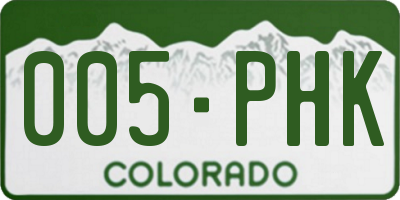 CO license plate 005PHK