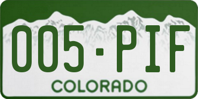 CO license plate 005PIF