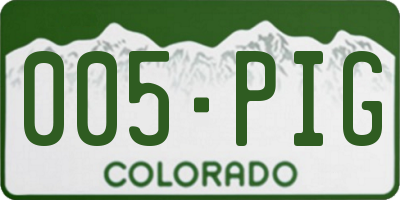 CO license plate 005PIG