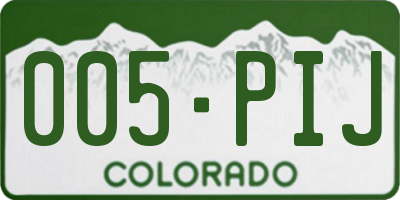 CO license plate 005PIJ
