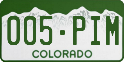 CO license plate 005PIM