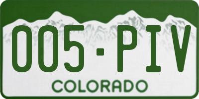 CO license plate 005PIV