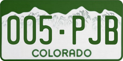 CO license plate 005PJB