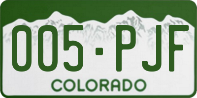 CO license plate 005PJF