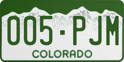 CO license plate 005PJM