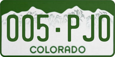 CO license plate 005PJO