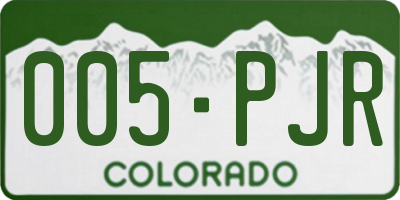 CO license plate 005PJR