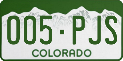 CO license plate 005PJS