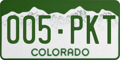 CO license plate 005PKT