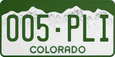 CO license plate 005PLI