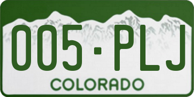 CO license plate 005PLJ