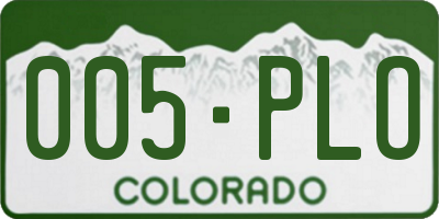 CO license plate 005PLO