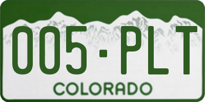 CO license plate 005PLT