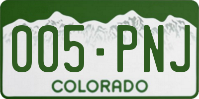 CO license plate 005PNJ