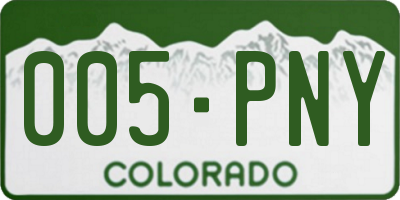CO license plate 005PNY