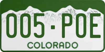CO license plate 005POE