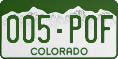 CO license plate 005POF