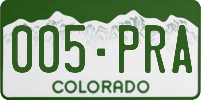 CO license plate 005PRA