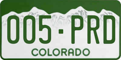 CO license plate 005PRD