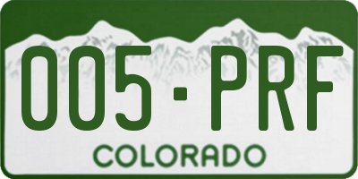 CO license plate 005PRF