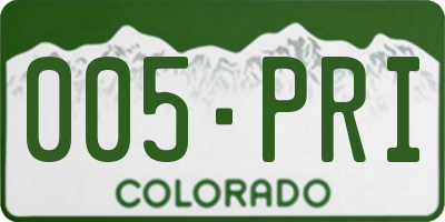 CO license plate 005PRI