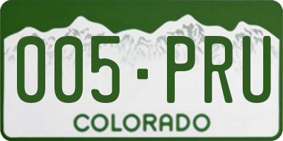 CO license plate 005PRU