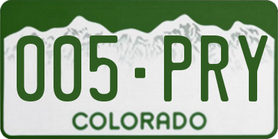 CO license plate 005PRY