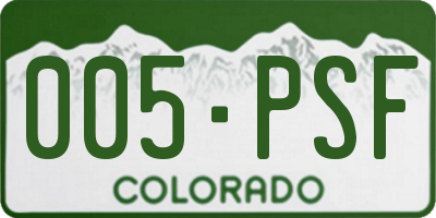 CO license plate 005PSF
