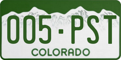 CO license plate 005PST