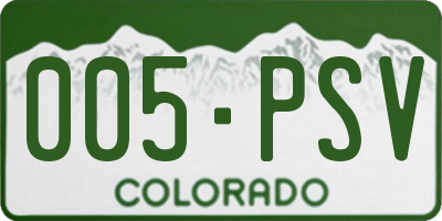 CO license plate 005PSV