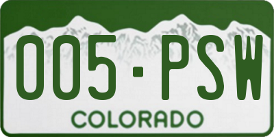 CO license plate 005PSW