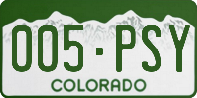 CO license plate 005PSY