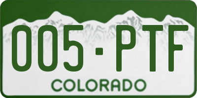 CO license plate 005PTF