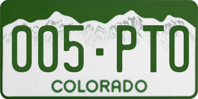 CO license plate 005PTO