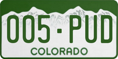 CO license plate 005PUD