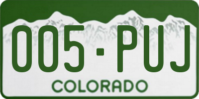 CO license plate 005PUJ