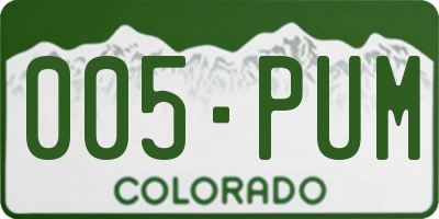 CO license plate 005PUM