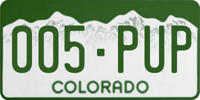 CO license plate 005PUP