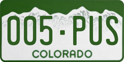 CO license plate 005PUS