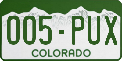 CO license plate 005PUX