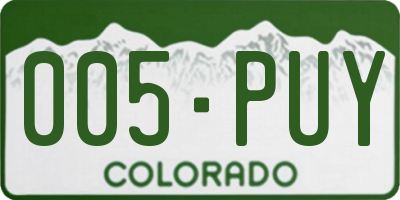 CO license plate 005PUY