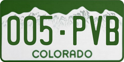 CO license plate 005PVB