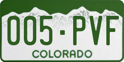 CO license plate 005PVF