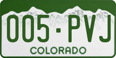 CO license plate 005PVJ