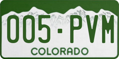 CO license plate 005PVM