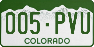 CO license plate 005PVU