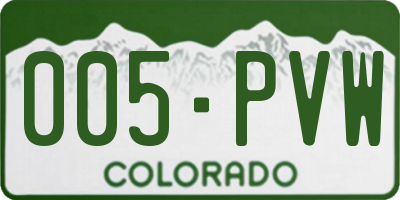 CO license plate 005PVW