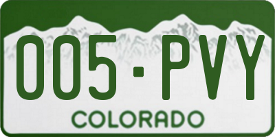 CO license plate 005PVY