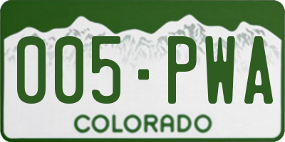 CO license plate 005PWA